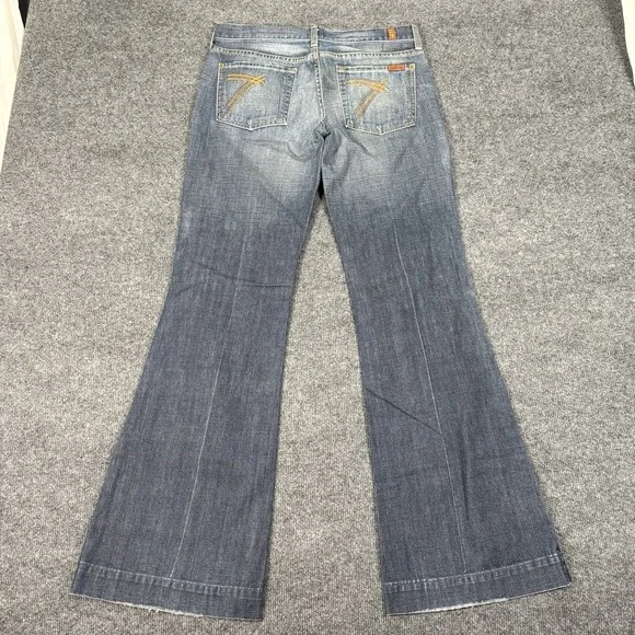 7 For All Mankind Dojo Bootcut Jeans Women's Size 29 Blue Low Rise Flare - Picture 4 of 10